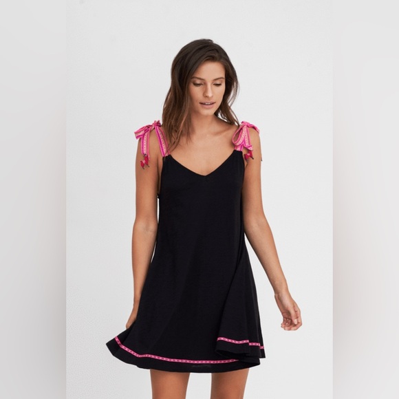 Pitusa Dresses & Skirts - Pitusa Black Dress with Pink Accents